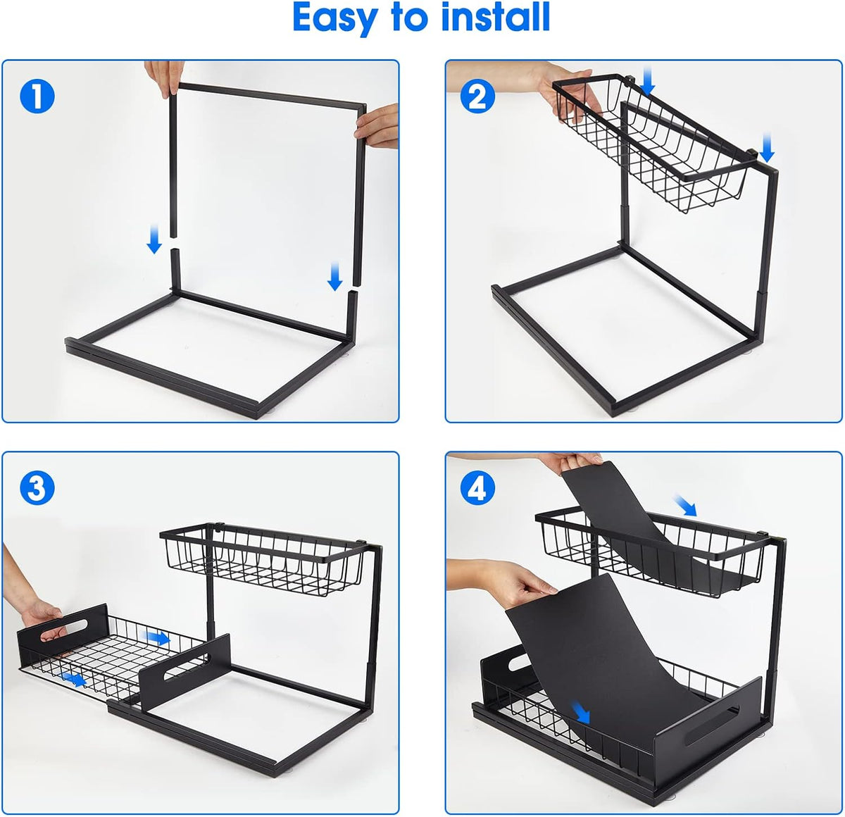 Under Sink Organizer, 2 Tier Under Sink Organizers and Storage Multi-Purpose Under Sink Storage for