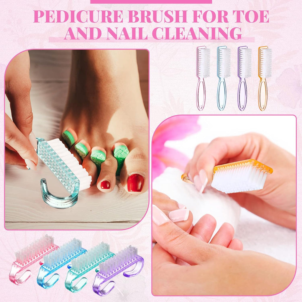 Patelai 200 Pcs Handle Grip Nail Brush Bulk Colorful Nail Scrubber Fingernail Brushes Hand Toes