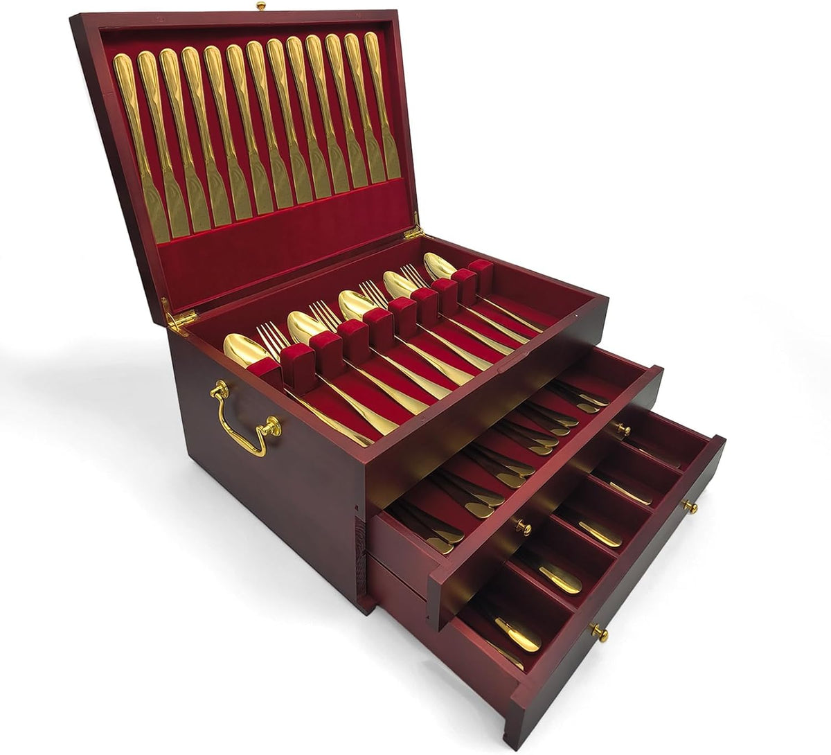 Silverware Storage Box, Kitchen Drawer Organizer, Drawer-containing flap-type storage box, Wood