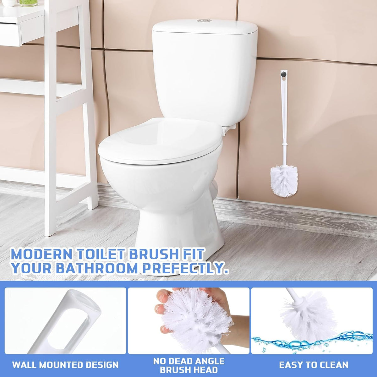 Mimorou 25 Pcs White Toilet Brush, Bathroom Toilet Bowl Brush, Soft Bristle Long Handle Plastic
