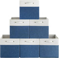 13 x 13 Inch Fine Linen Storage Bins with Handles，Fabric Cube Boxs，Collapsible Basket Organizers