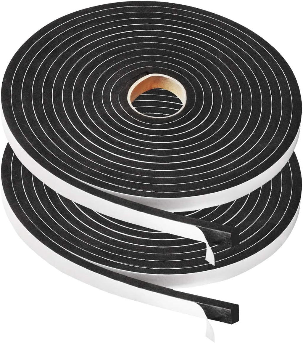 2 Rolls Foam Tape Weatheratrip for Door Window Insulation, Single Sided Foam Strips Adhesive, High