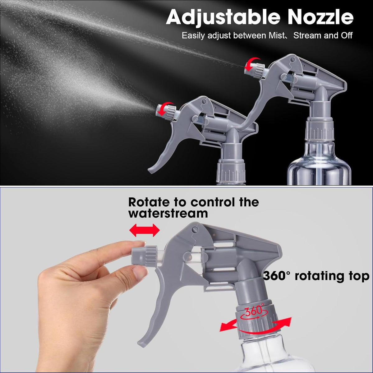 Eccliy 12 Pcs 16 Oz Plastic Spray Bottle, Adjustable Empty Reusable Sprayer for Cleaning, Planting