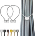 Hion Magnetic Curtain Tiebacks White 2pcs, Curtain Tiebacks Buckles Holdbacks Holders Hooks Clip