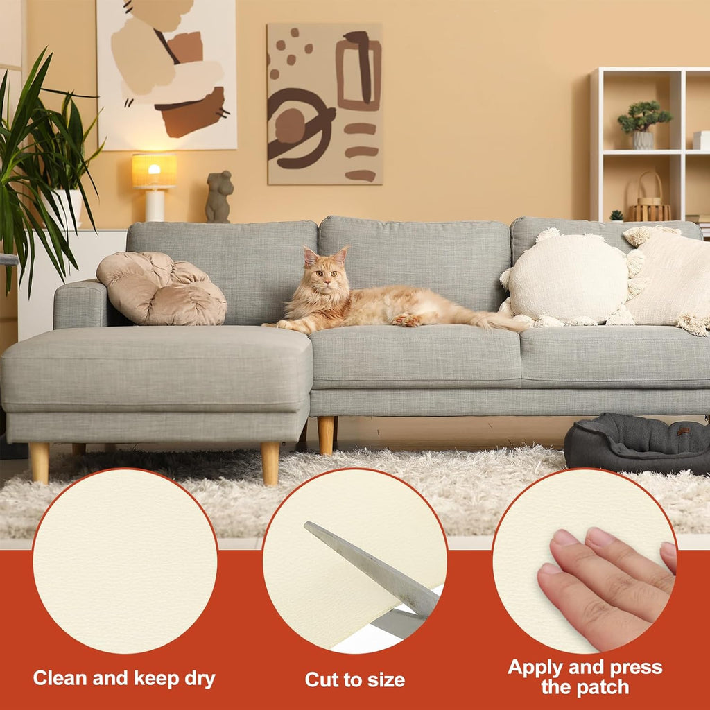 PATIKIL Leather Patches Tape for Furniture, 6.3 x 61 Inch Self Adhesive Vinyl Leather Repair Kit