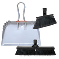 SWOPT Angled Broom Head + Push Broom Head + 17” Steel Dustpan – Multi-Surface Cleaning Kit