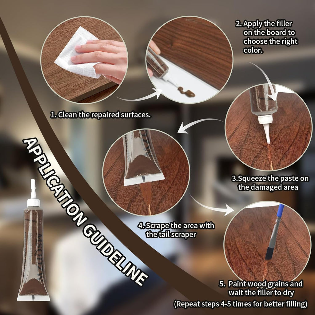 Wood Repair Kit, Wood Scratch Repair, 13Pcs Wood Filler Scratch Repair Kit for Wooden Furniture