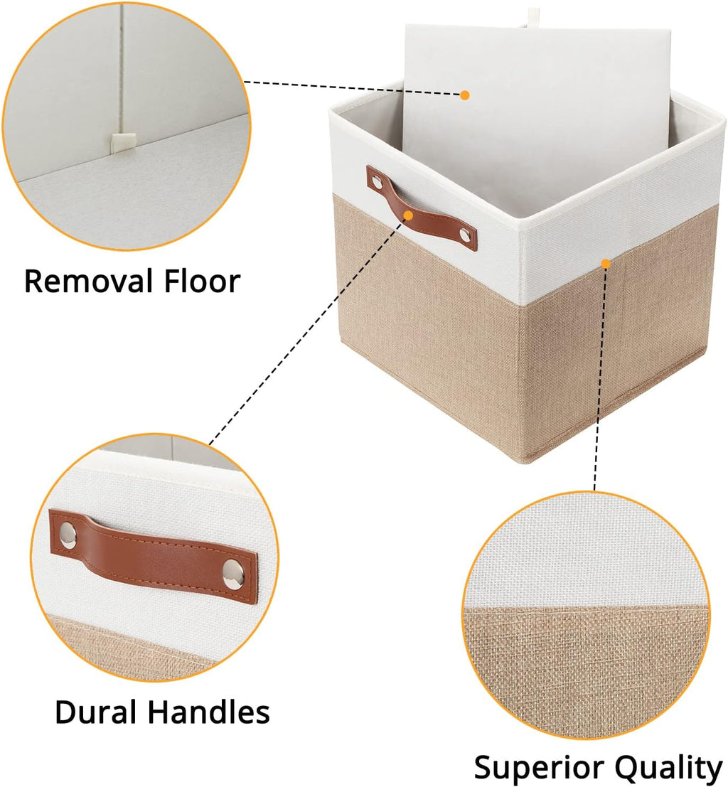 DULLEMELO 11 inch Cube Storage Bins,Fabric Storage Cubes for Organizing,Collapsible Foldable Linen