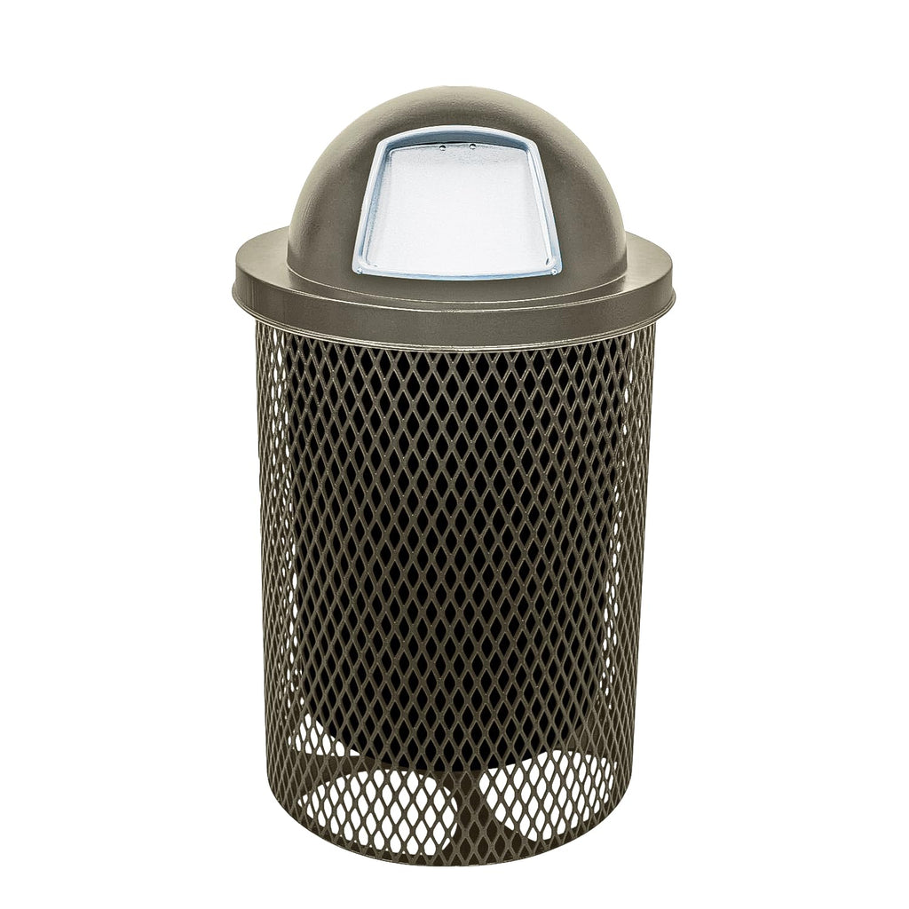 COATEDOUTDOORFURNITURE 32-Gallon Heavy-Duty Expanded Metal Round Trash Receptacle, Commercial