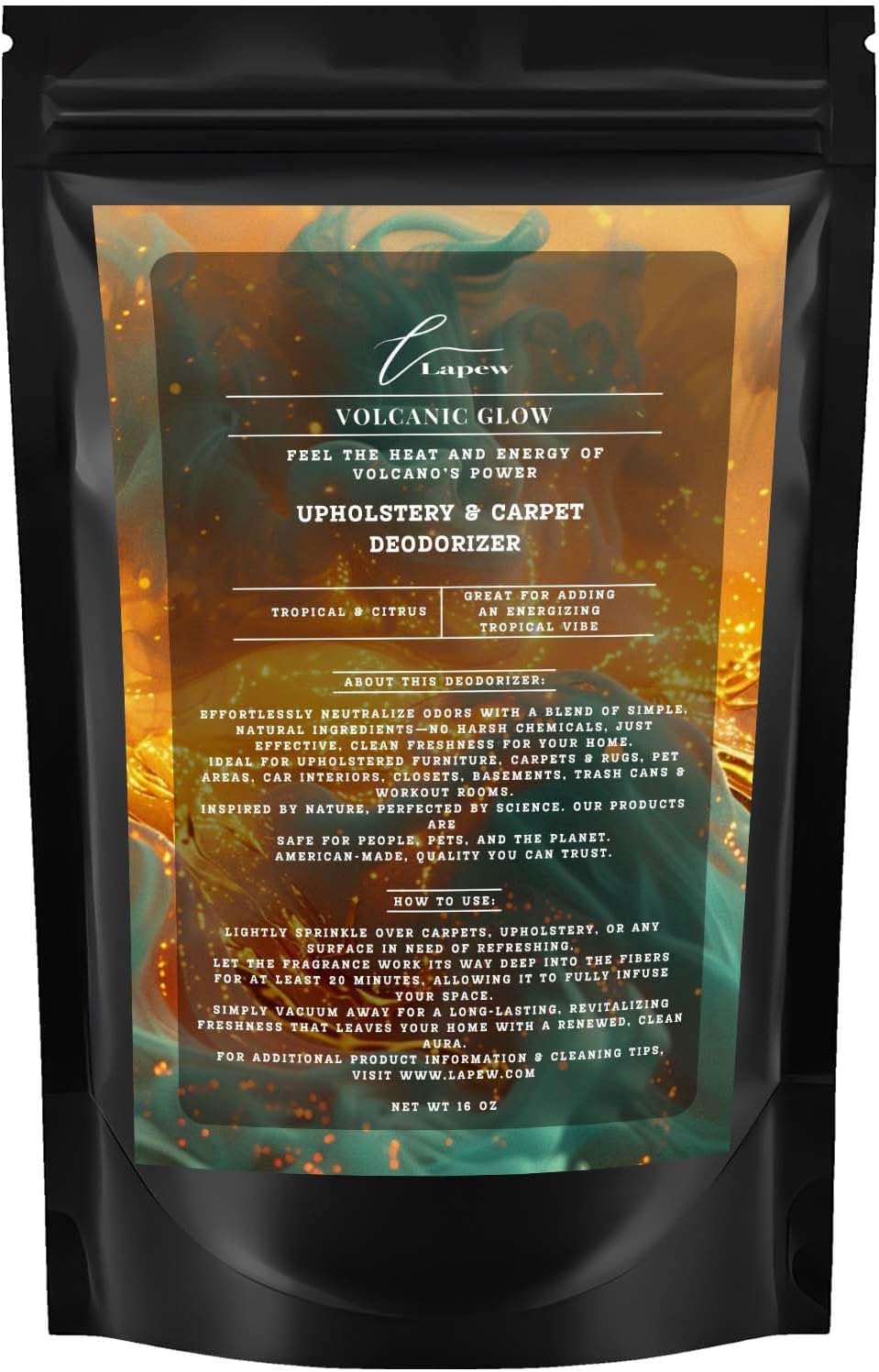 Volcanic Glow Carpet Freshener Powder: Powerful Odor Eliminator for Home, Upholstery Deodorizer