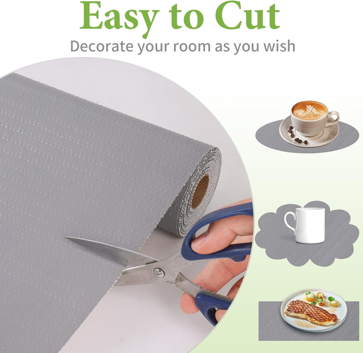 Shelf Liners for Kitchen Cabinets 12in x 30FT Non Adhesive Drawer Liner Grey Thickened Shelf Liner