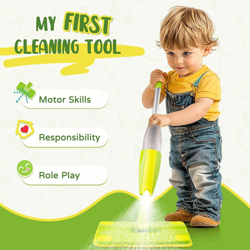 Toddler Spray Mop-Montessori Toys Mini Size Cleaning Mini Mop That Really Spray -Kid Pretend Play
