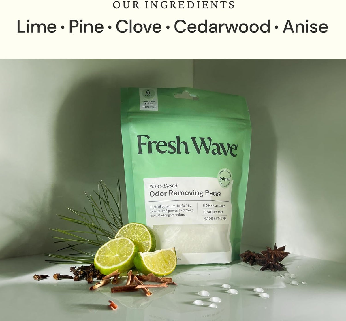 Fresh Wave Odor Eliminating & Deodorizing Packs, Bag of 6 - Safer Odor Relief for Small Spaces