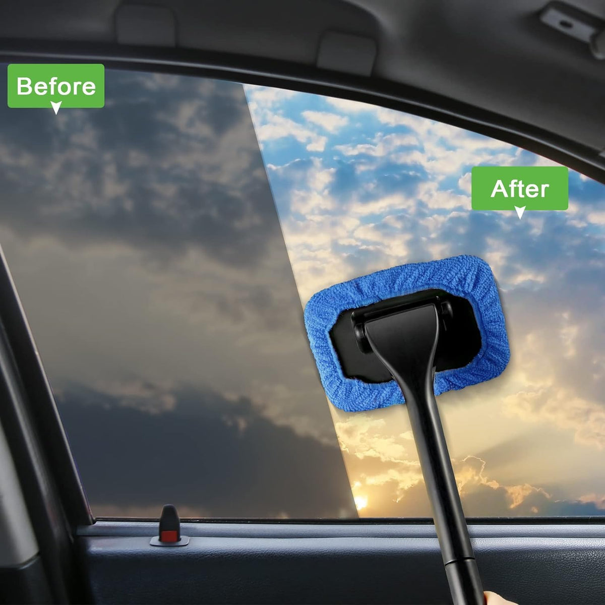Windshield Cleaning Tool Windshield Cleaning Wand Auto Window Cleaner,5 Pieces Reusable Cloth Pads