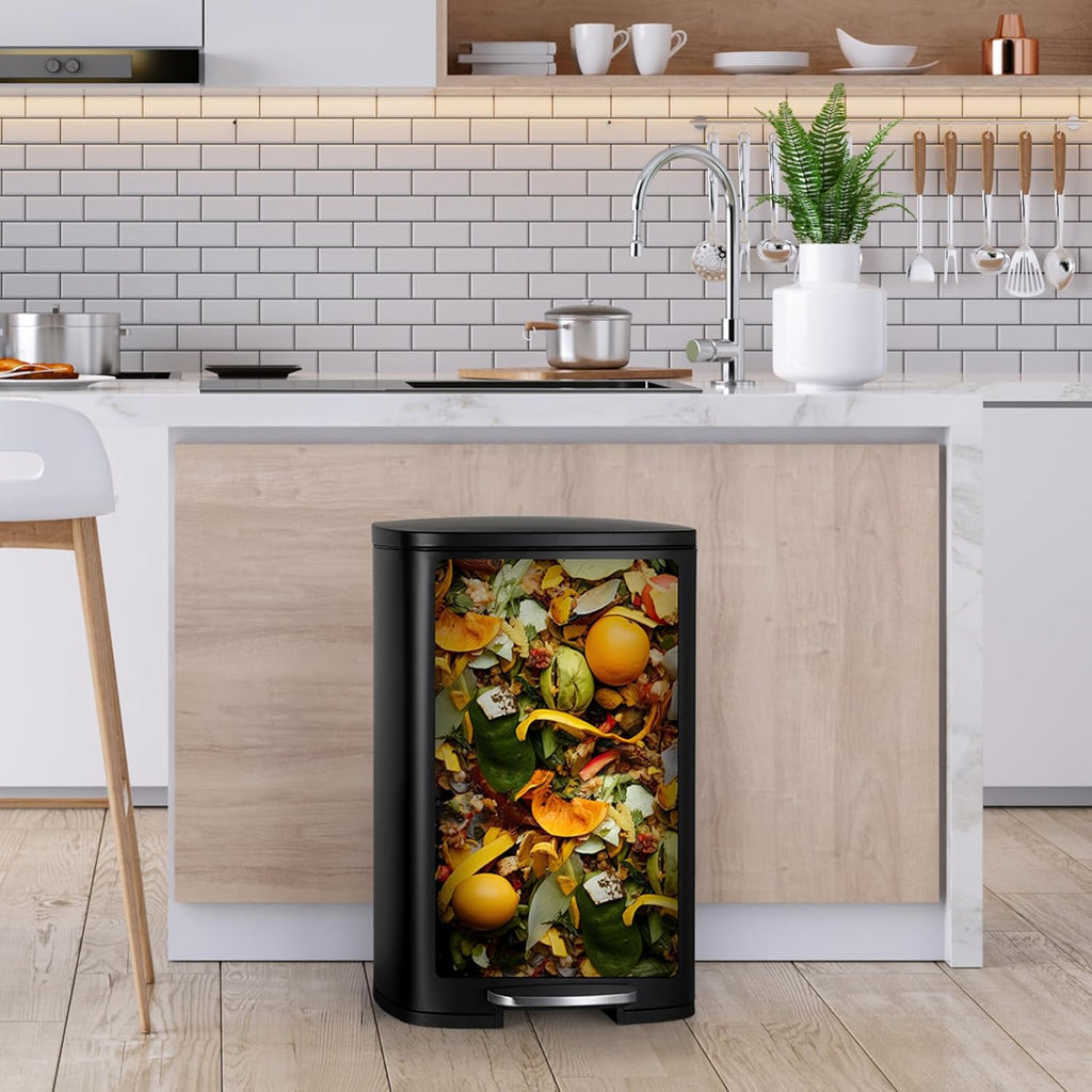 8 Gal Kitchen Trash Can, 30L Recycling or Garbage Bin, Brushed Stainless Steel Waste Basket