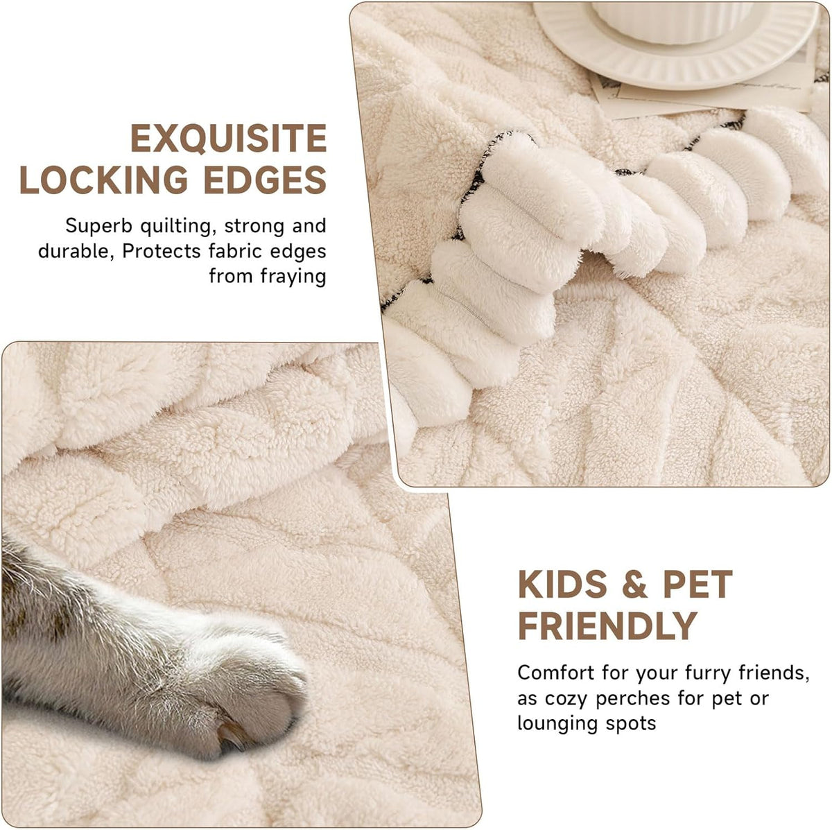 OTOB Plush Couch Cover for Dogs Washable, Non Slip Fuzzy Soft Armrest Backrest Sofa Slipcovers