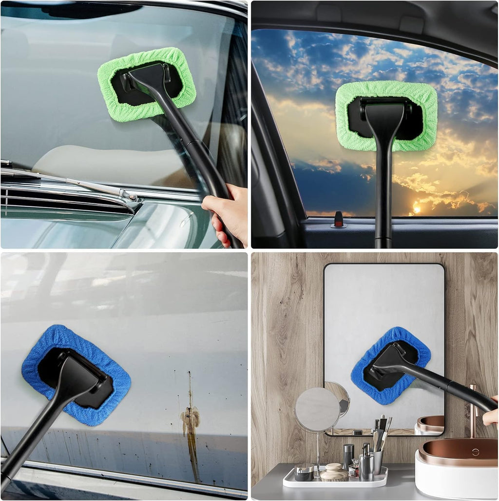 Windshield Cleaning Tool Windshield Cleaning Wand Auto Window Cleaner,5 Pieces Reusable Cloth Pads
