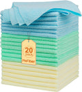 Shop Towels – 20 Pack Edgeless Microfiber Cleaning Cloths, 12"x12" Lint-Free, Reusable Towels for