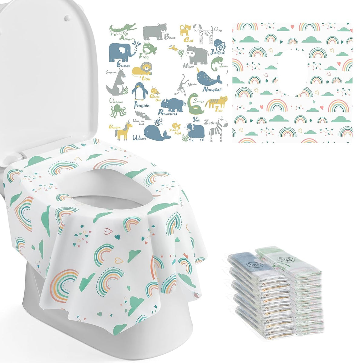 Blissful Diary 30 Pcs Toilet Seat Covers Disposable for Toddlers & Adults, Extra Large Waterproof
