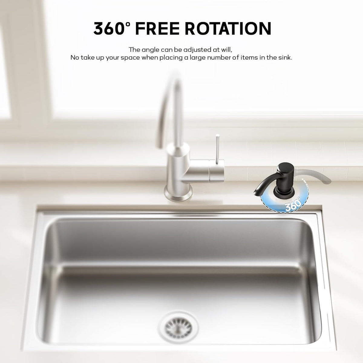 SAMODRA Built-in Kitchen Sink Soap Dispenser with Extension Tube Kit - Matte Black Finish
