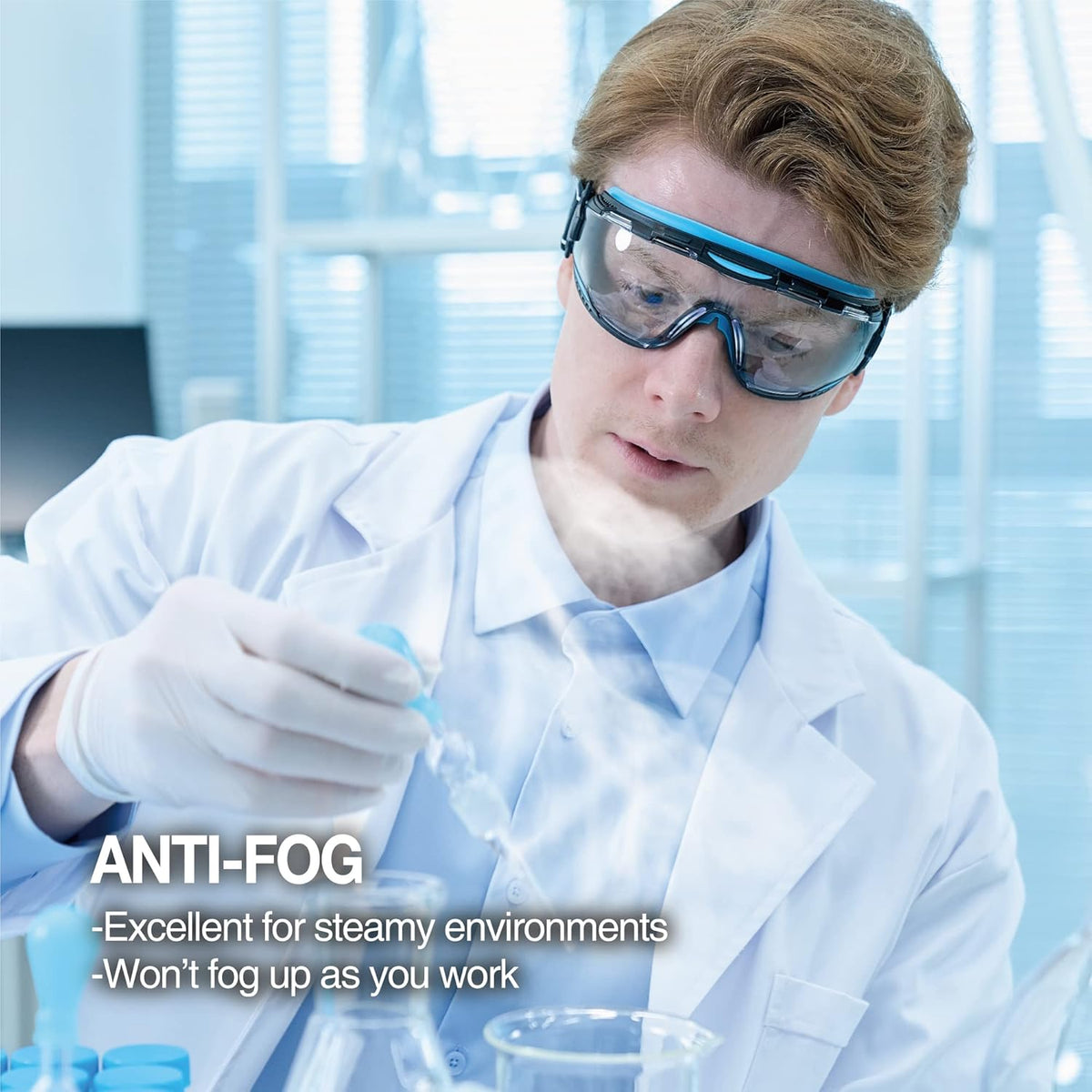 DEX FIT Protective Safety Goggles SG220; Anti Fog & Scratch, Z87 Eye Protection for Lab, Science