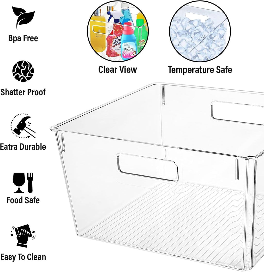Clear Extra Large Plastic Storage Bins, Perfect for Pantry Organizers and Storage Containers Fridge