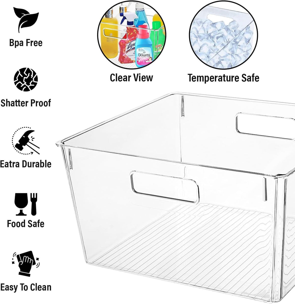 Clear Extra Large Plastic Storage Bins, Perfect for Pantry Organizers and Storage Containers Fridge