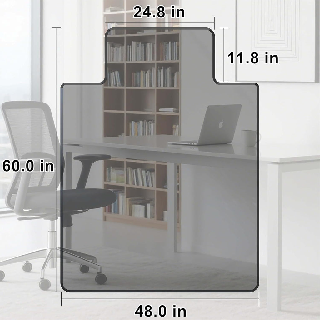 Beveled Edge Irregular Office Chair Mat with Lip for Carpet or Hardwood Floor Crystal Gray 48" x