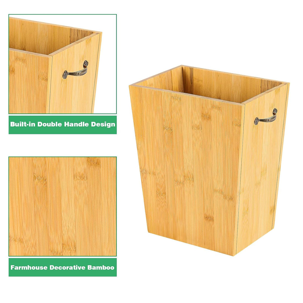 SEHERTIWY Wood Trash Can, Farmhouse Wastebasket Bin for Bathroom, Office, Bedroom, Living Room