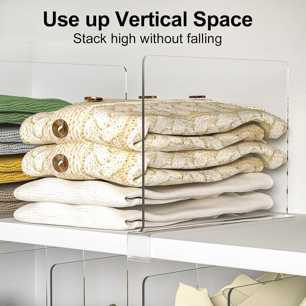Shelf Dividers Purse Organizer for Closet: 12-Pack Acrylic Bag Storage Organizer for Handbags