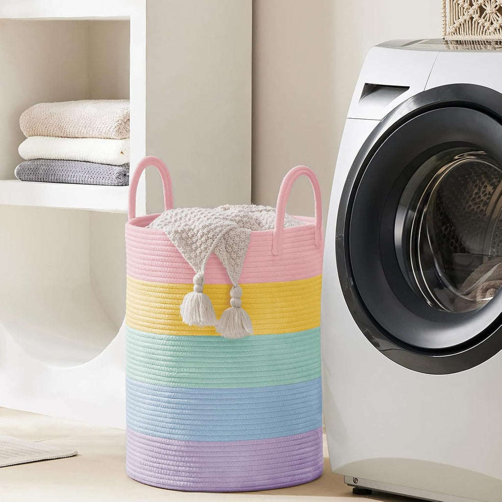 YOUDENOVA Laundry Hamper Basket, Woven 58L Tall Laundry Basket for Blanket Organizer- Clothes