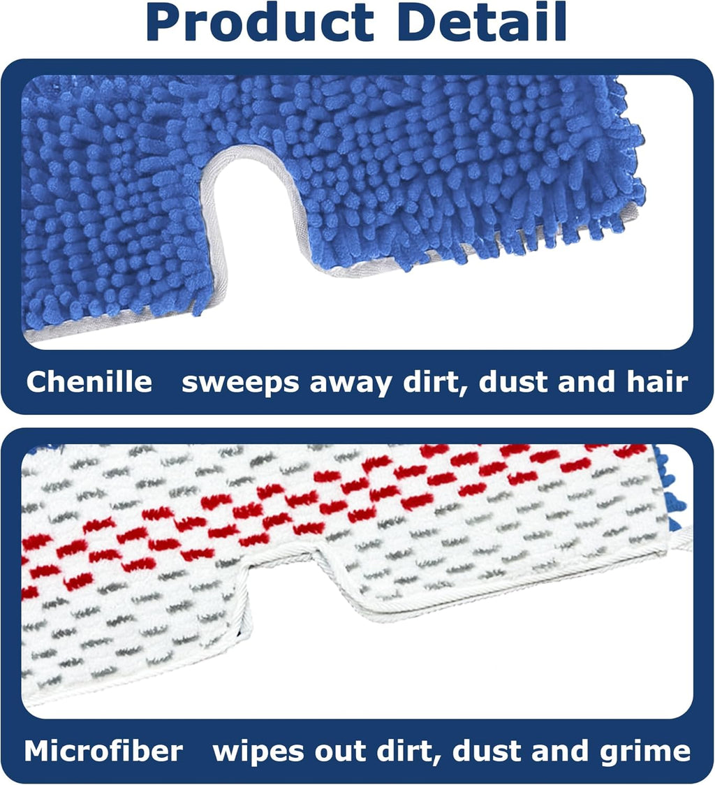 3 Pack Microfiber Mop Head Refills for O-Cedar Dual-Action Flip Mop, Reusable Chenille & Microfiber