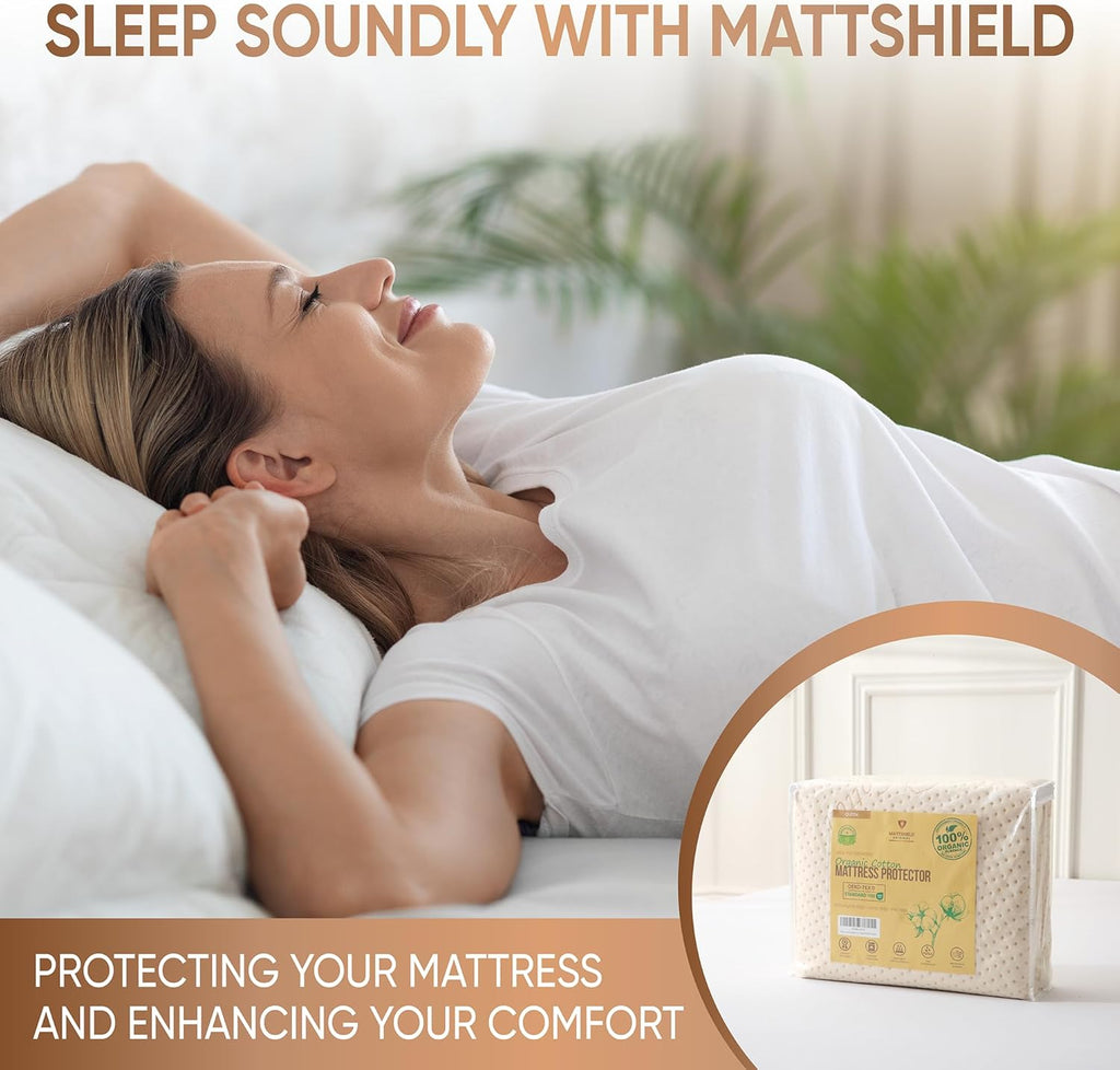 Luxury Waterproof Organic Mattress Protector Calif King - Organic Cotton Breathable Mattress Pad