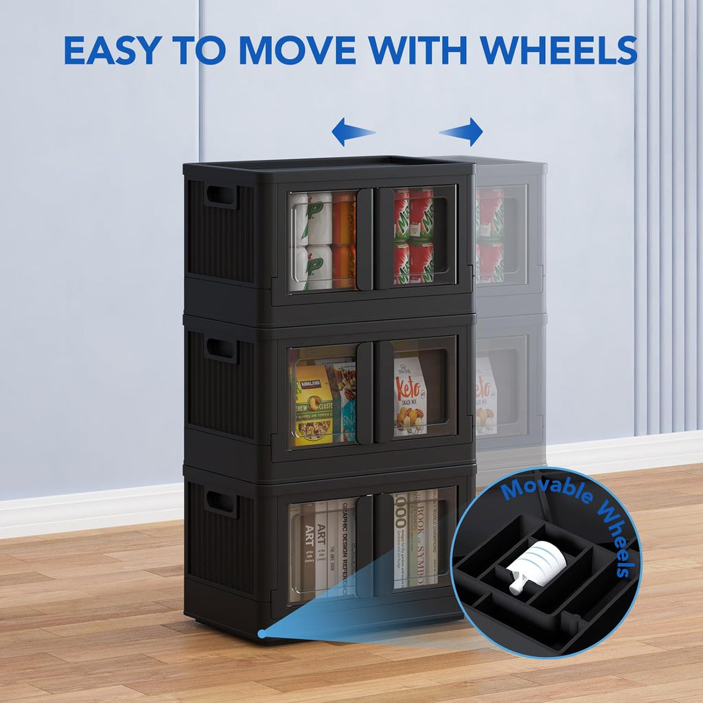 FLEXIMOUNTS 75 QT Stackable Storage Bins With Lids, Collapsible Plastic Storage Bins, Closet
