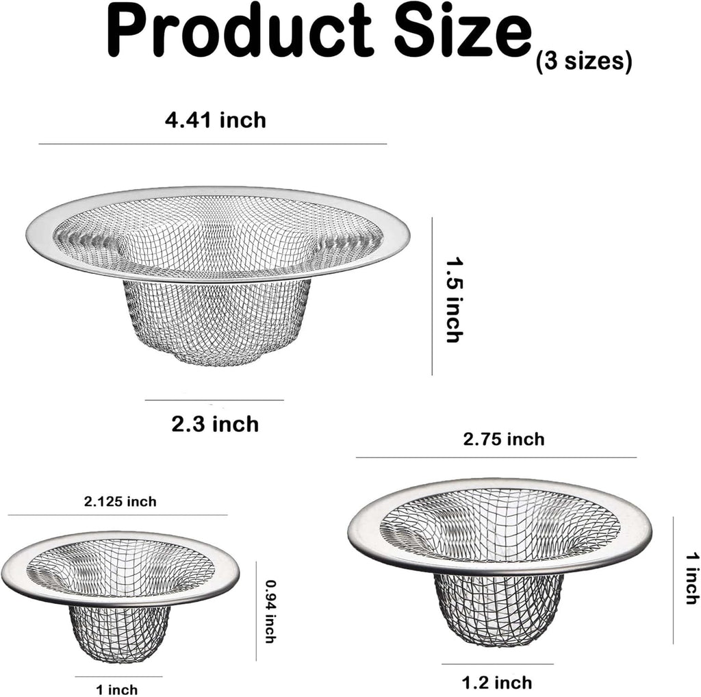 Bathroom Mesh Sink Drain Strainer Screen, 15PCS Drain Mesh Basket Cover Stainless Steel Slop Basket