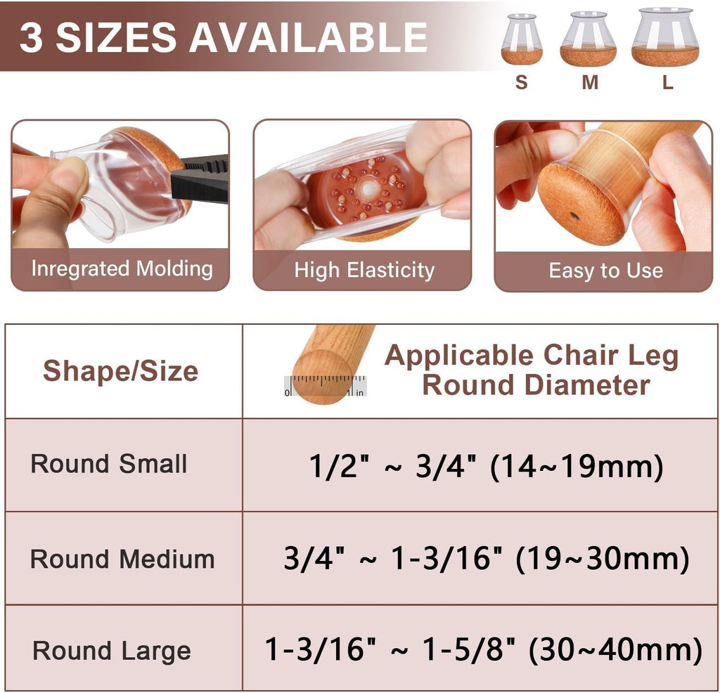 YOZON Small Chair Leg Floor Protectors for Hardwood Floors 32 Pack Felt Furniture Pads Silicone