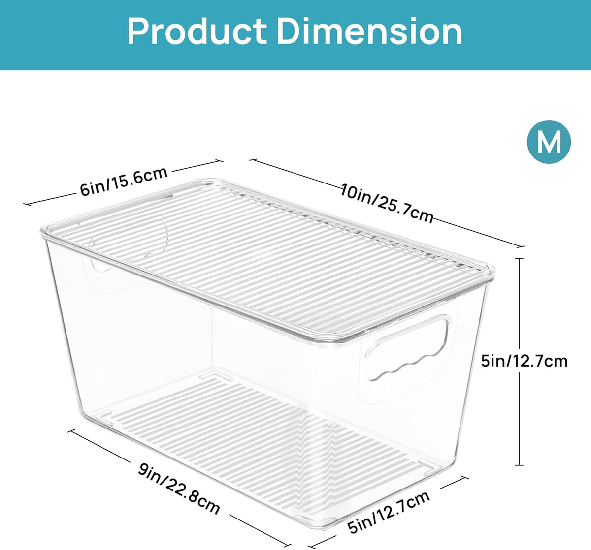 Vtopmart 6 Pack Clear Stackable Storage Bins with Lids, Medium Plastic Containers with Handle for