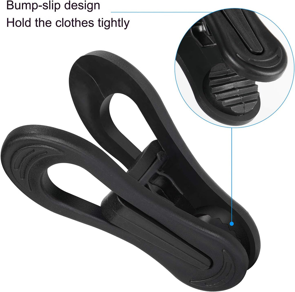 Tinfol Black Plastic Hanger Clips, 24PC Strong Pinch Grip Coat Clips for Skirt Pant Hangers