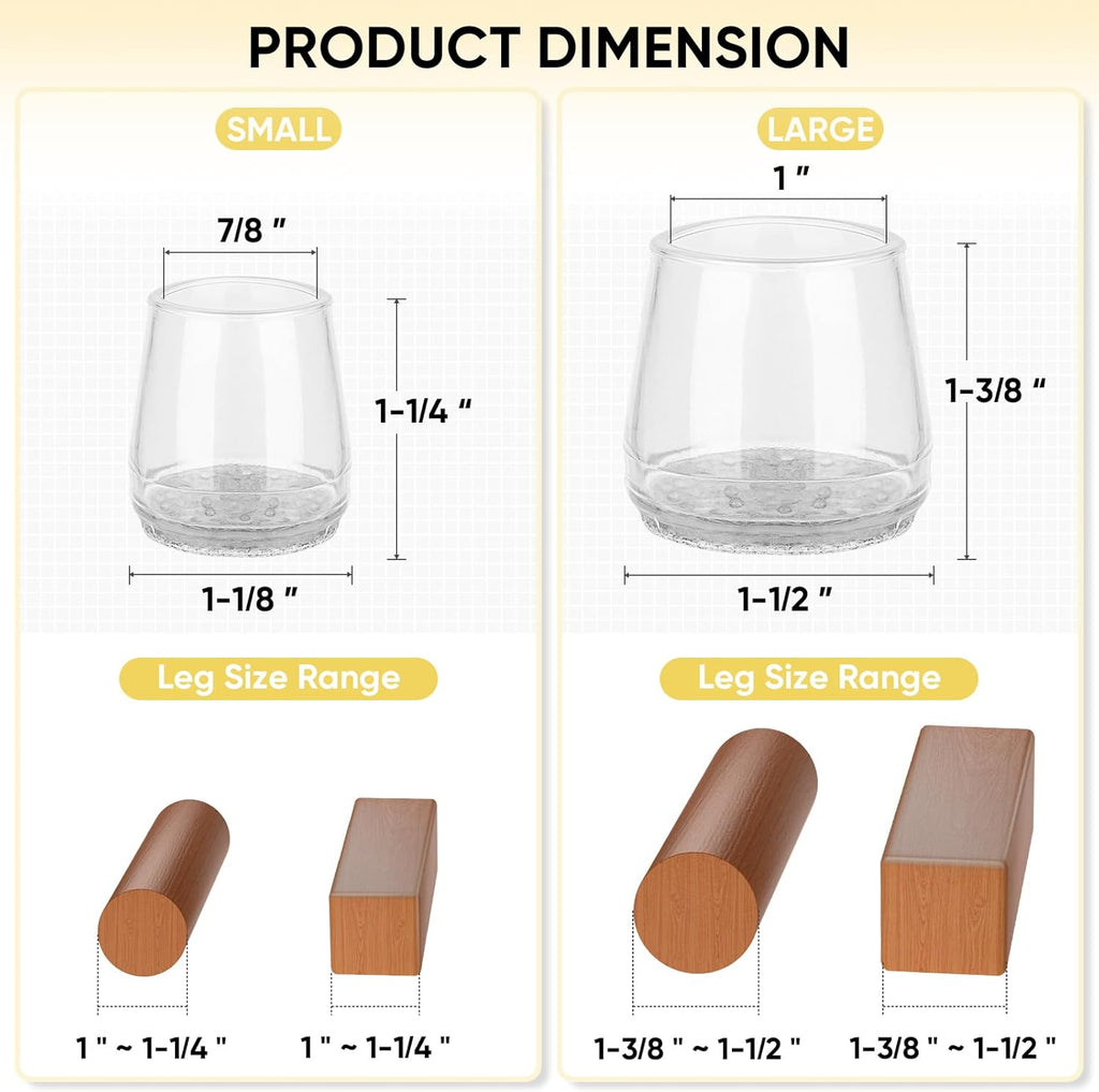 BALEINE 32 Pack Silicone Chair Leg Floor Protectors, Stool Leg Protectors Cap, Non-Slip Chair Leg