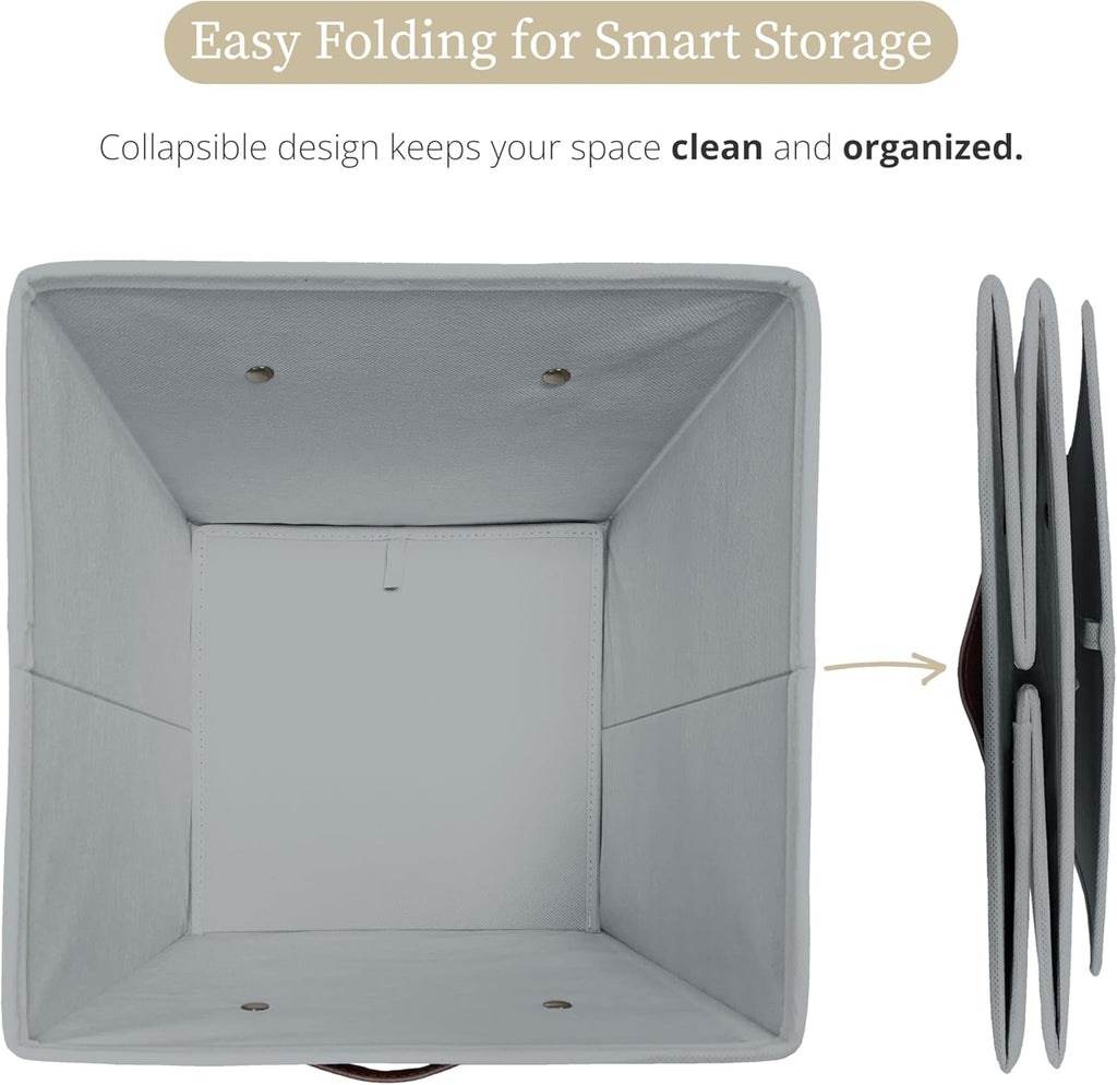 DECOMOMO Storage Bins, Cube Storage Bin with Labels, Fabric Storage Cubes for Shelves (10.5" x 11"