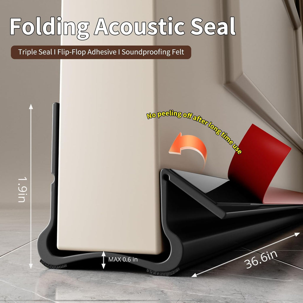 New Upgrade 36.6 inch Under Door Draft Stopper Free Cutting Length， for Bottom of Door，Under Door