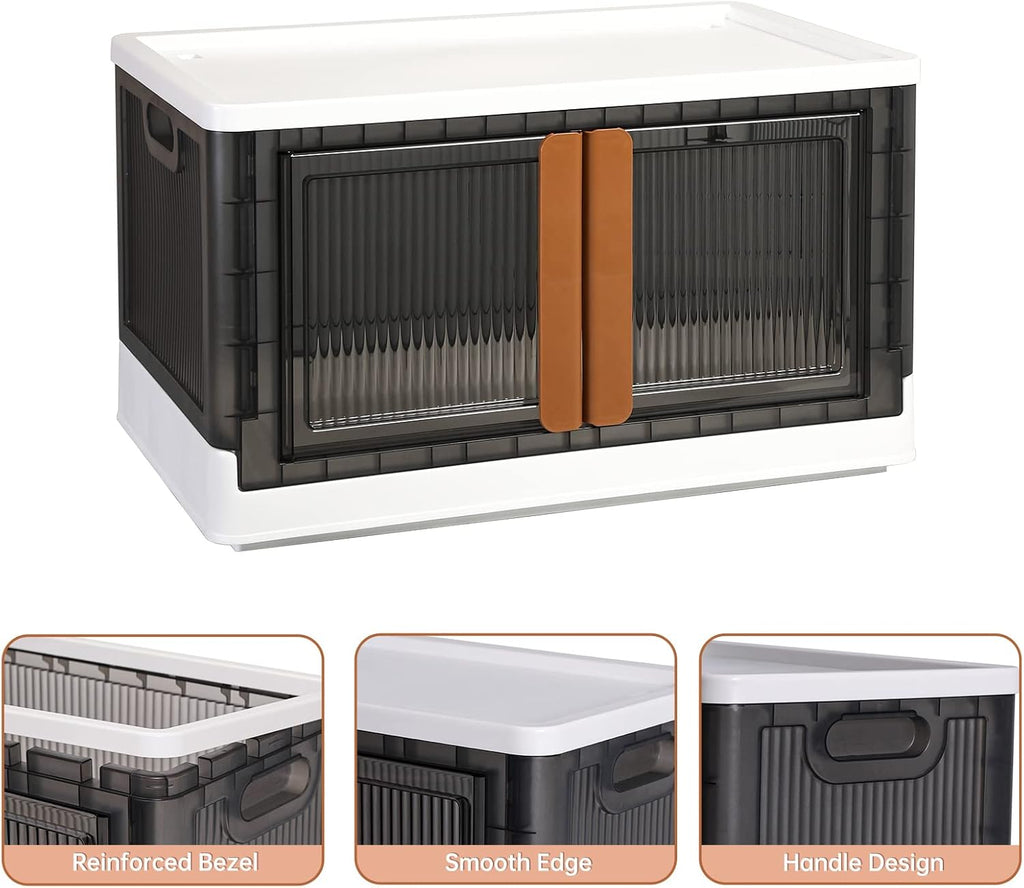 HAIXIN Storage Bins with Lids, Collapsible and Stackable Storage Bins, Plastic Closet Organizer
