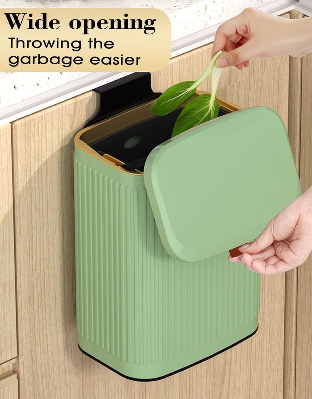 GloDeals Kitchen Trash Can with Lid, 2 in 1 Small Garbage Can Compost Bin Countertop, Wall-Mounted