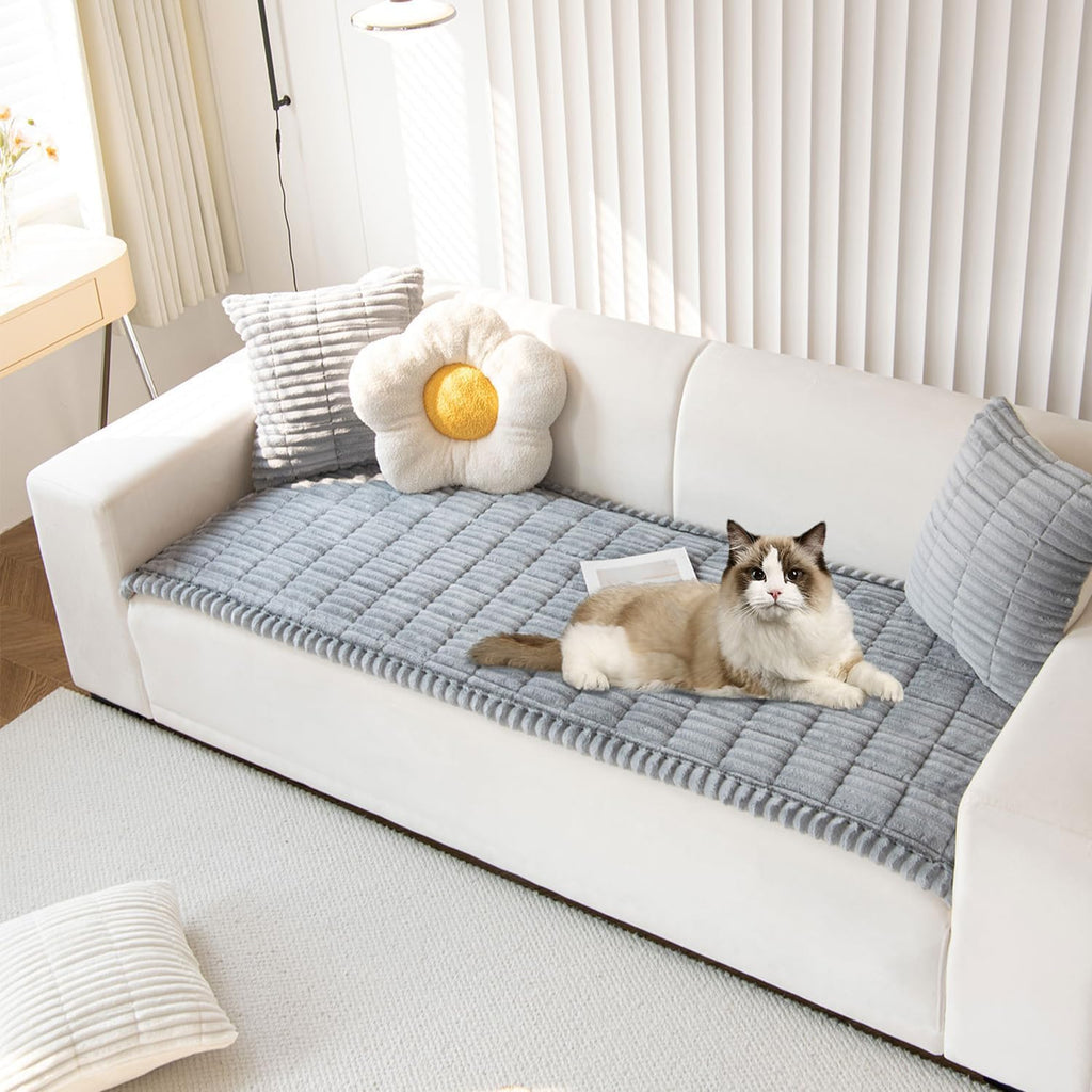 OTOB Couch Cover for Dogs Washable, Non Slip Plush Sofa Covers for 3 Cushion Couch, Fuzzy Pet