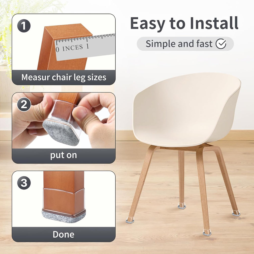 Ezprotekt 16 Pcs Rectangle Grey Felt Chair Leg Floor Protectors for Hardwood Floors, Rectangle