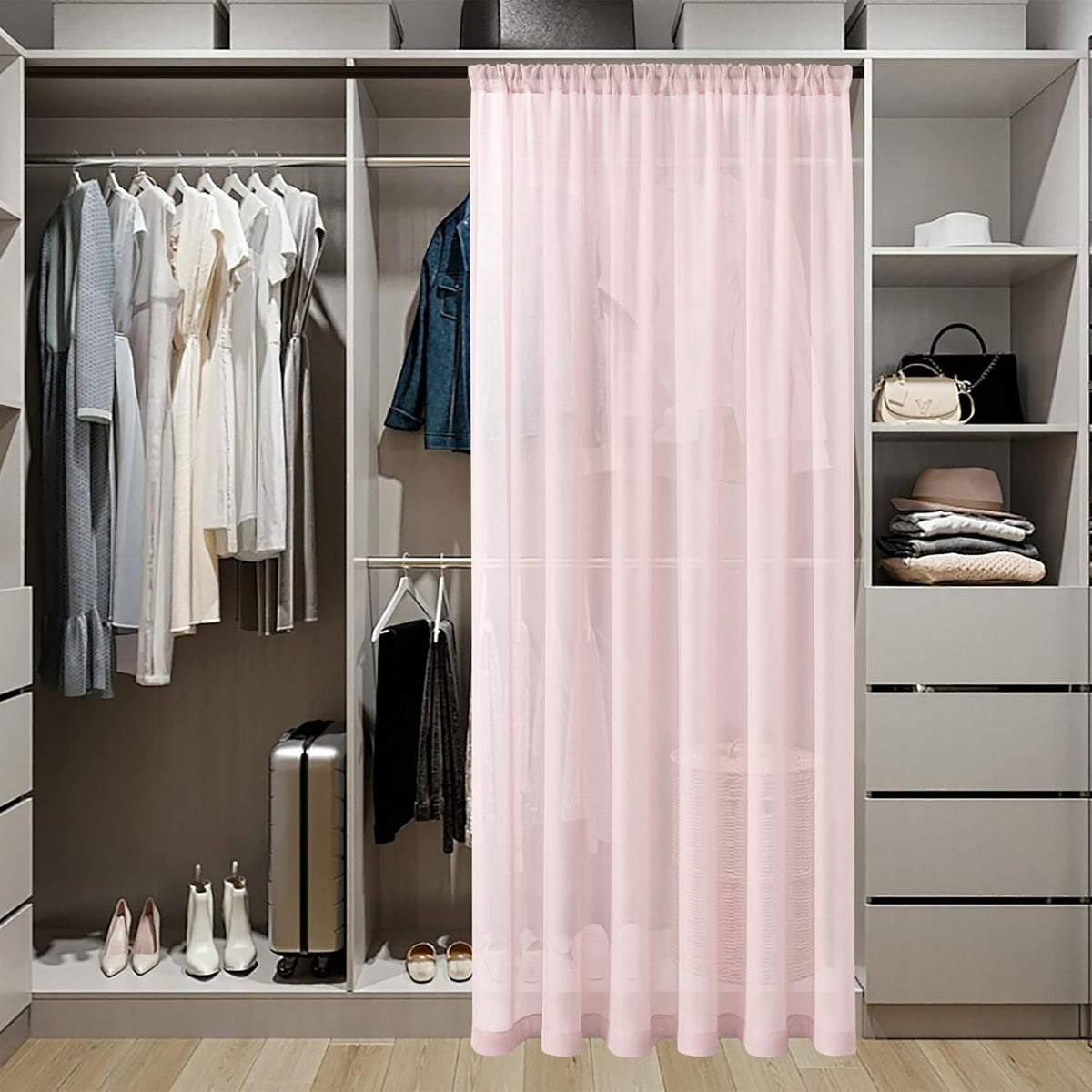 Tollpiz Sheer Door Curtains Closet Linen Textured Curtain Sheers Doorway Light Filtering Voile