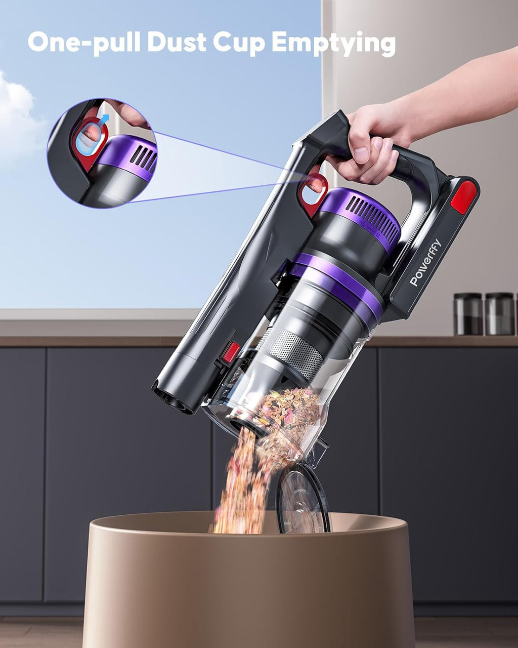 Cordless Vacuum Cleaner, 600W 50Kpa Stick Vacuum Cleaner with 65mins Rechargeable Battery