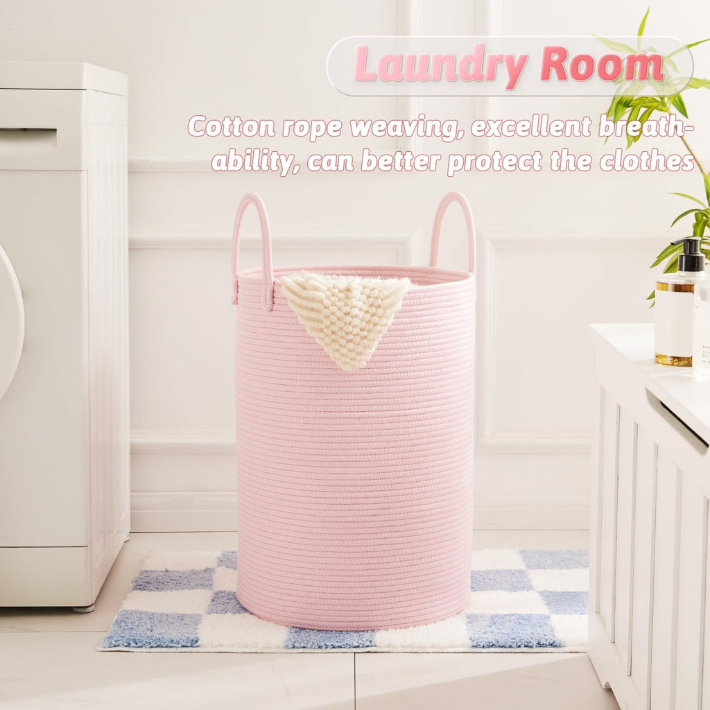 Laundry Basket,Woven Cotton Rope Laundry Hamper,100L for Decorative Storage of Dirty Clothes,Toys
