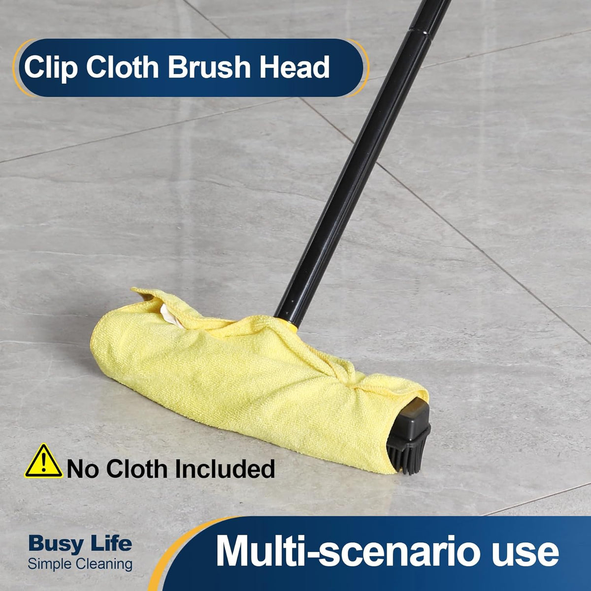 Yocada Pet Hair Removal Rubber Broom 2 in 1 Floor Brush with Squeegee Carpet Rake 57.5" Long Handle