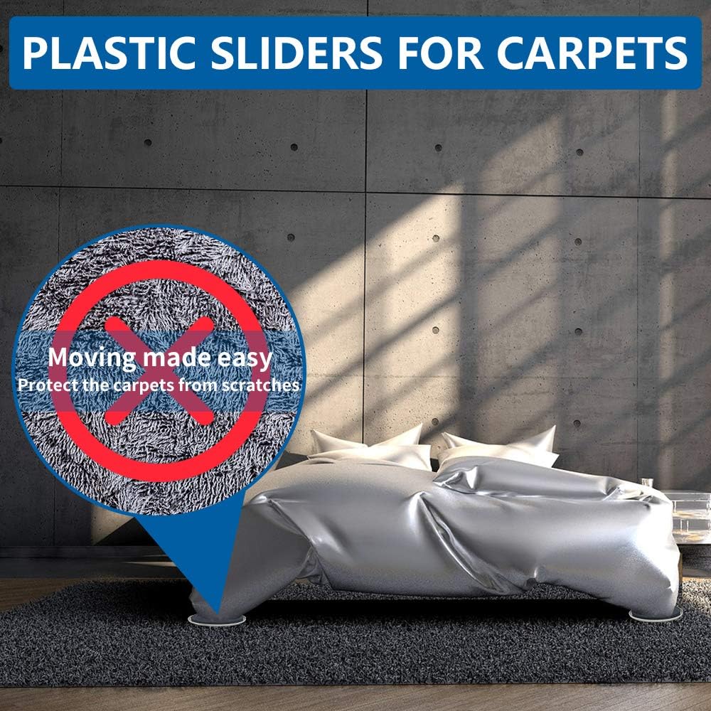 Furniture Sliders, Multi-Surface 2-in-1 Reusable Sliders for Carpet & Hardwood Floors, 8 Pack 3